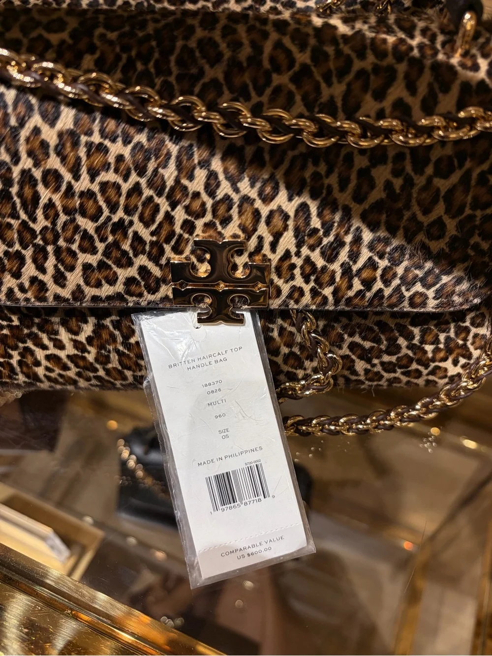 Tory Burch Britten Leopard haircalf Shoulder & Top-Handle Bag mini - Brown/Black